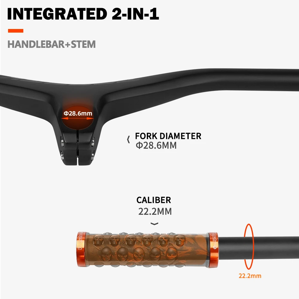 TOSEconvex-Guidon et potence VTT, Guidon intégré en carbone résistant, Pièces de vélo, 28.6mm-17, 660mm-80070mm, 80mm, 90mm, 100mm