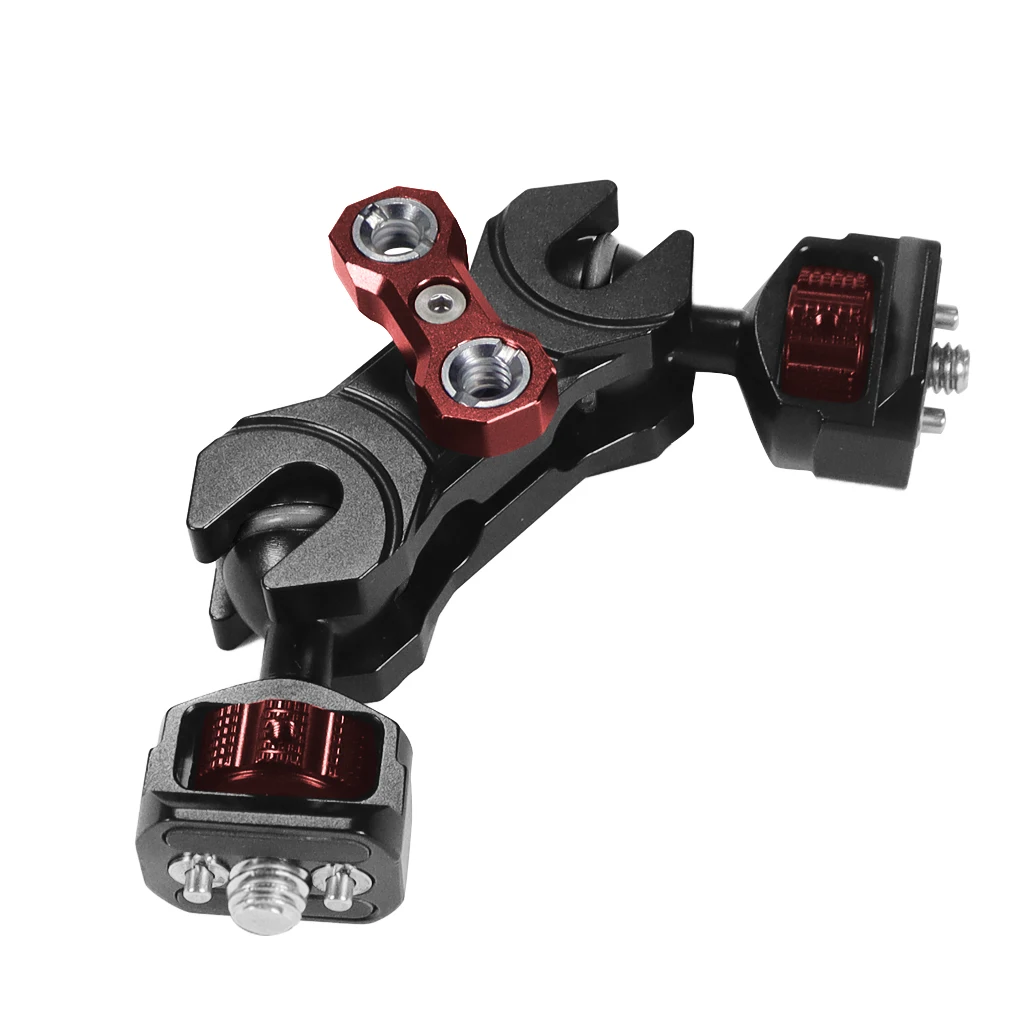 مزدوج Ballhead 1/4 "3/8" ماجيك الذراع أري تحديد دبوس 20 مللي متر الكرة محول جبل ل DSLR هيكل قفصي الشكل للكاميرا BMPCC رصد دعم قوس