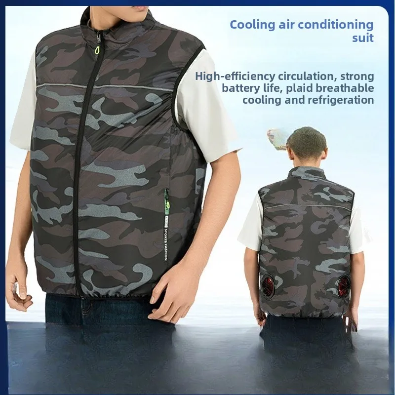 

Heatstroke Prevention and Cooling Air Conditioning Workwear Vest Short-sleeved Intelligent Refrigeration Belt Fan Workwear Vest