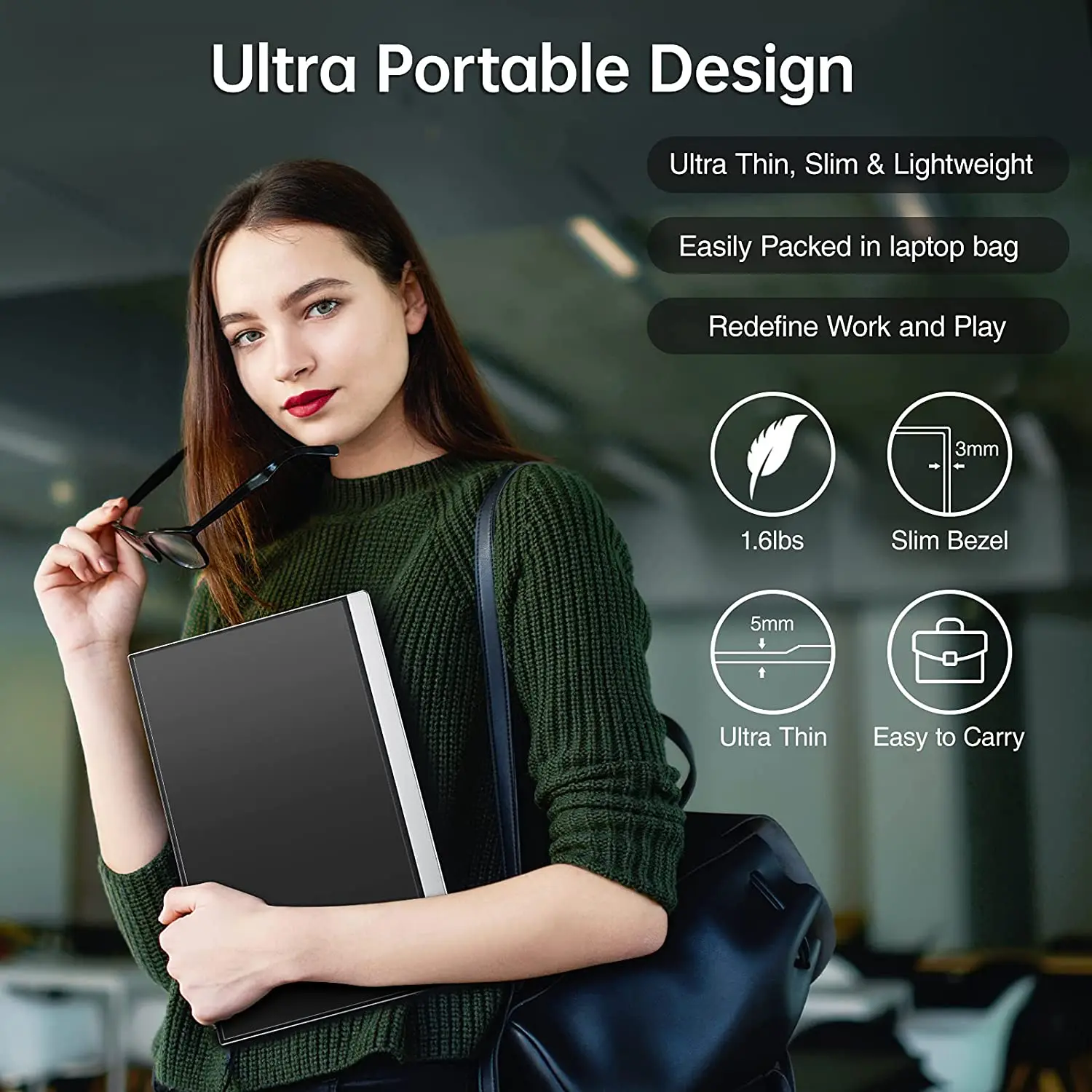 USB-C Portable Monitor Free Sync Zero Frame USB-C Computer Display