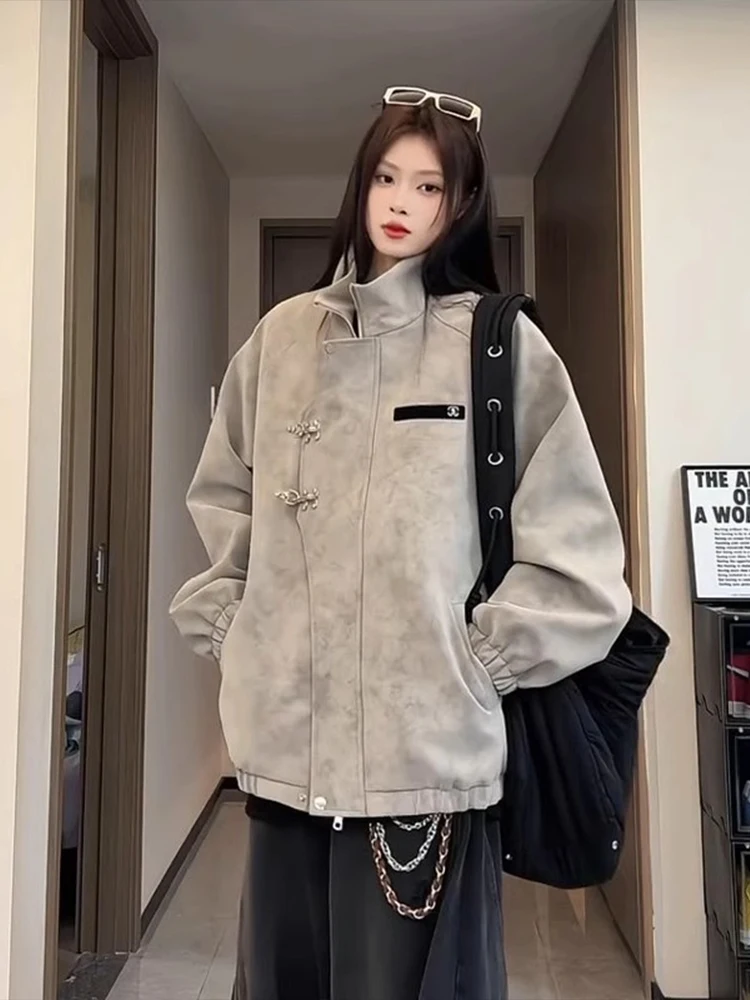 

Matte Dyed PU Leather Jaet Men's Spring Sli Flight Balame Sle Zipper Closure Long Sve Coat for Youth And Couples