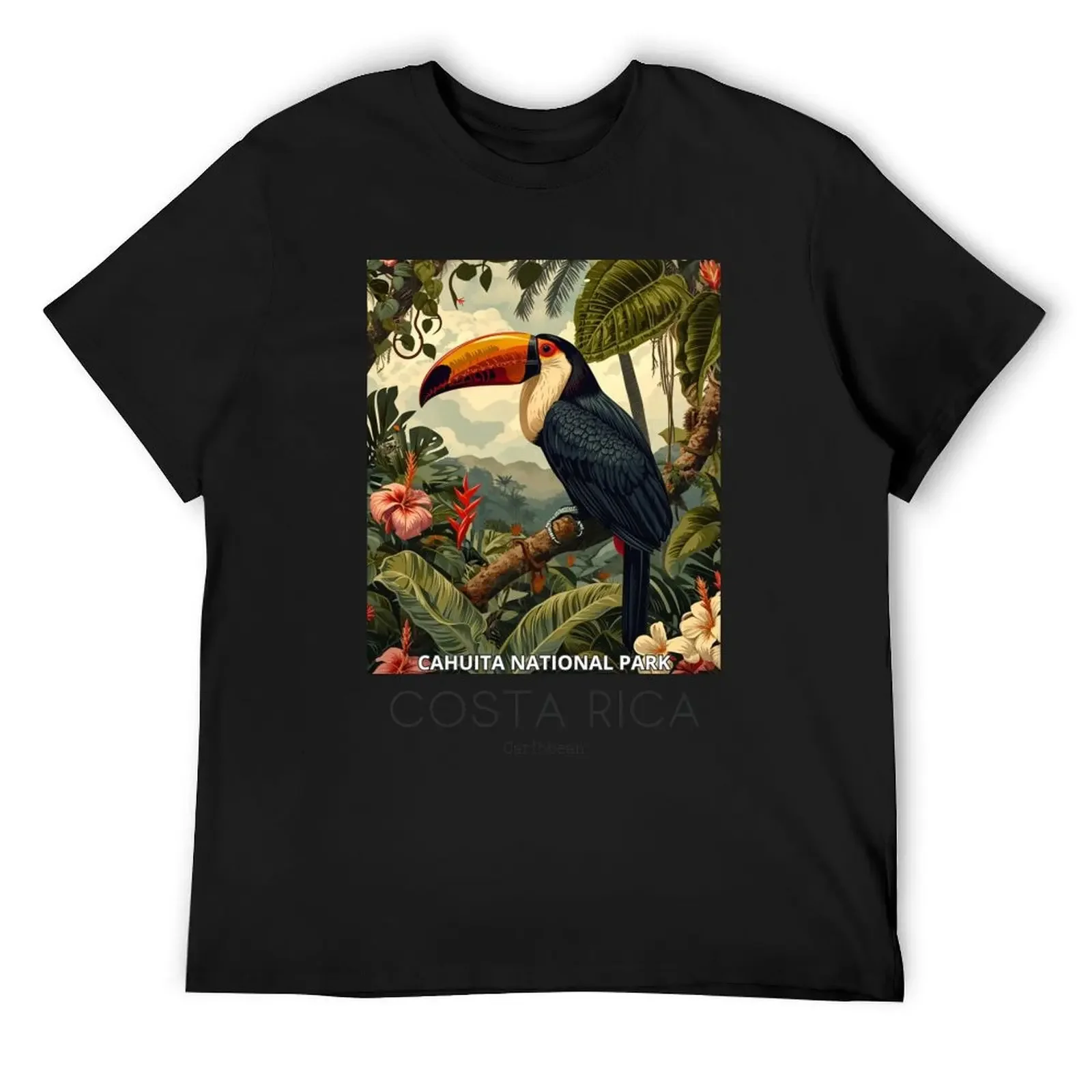 

A Vintage Travel Illustration of Cahuita National Park - Costa Rica T-Shirt plain topping Short sleeve tee mens designer clothes