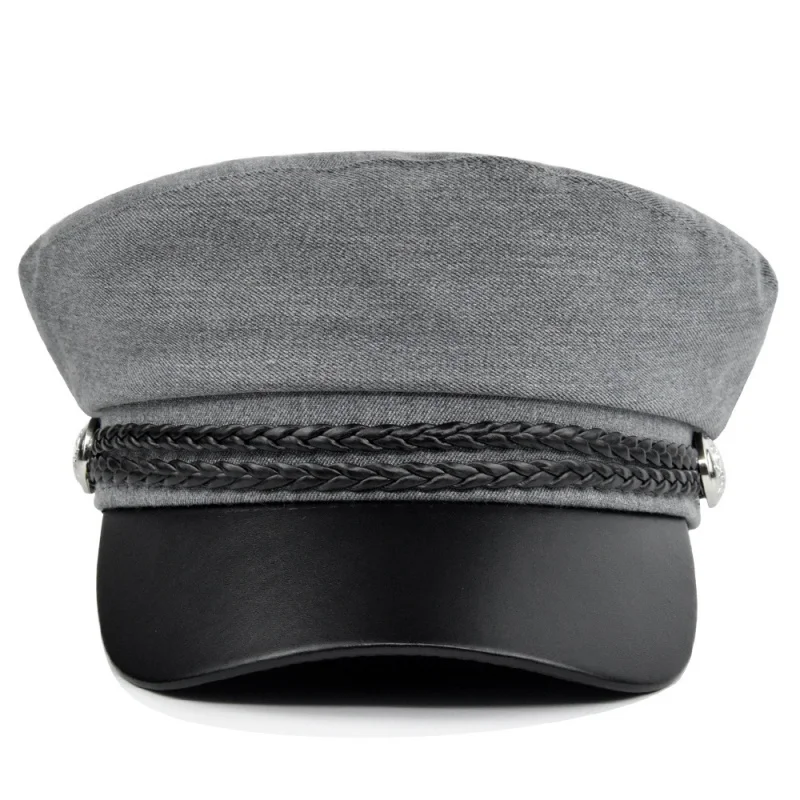 Retro Navy Korean Style Metal Buckle Women's Autumn and Winter Hat Fashion Peaked Cap British Beret Octagonal Ca