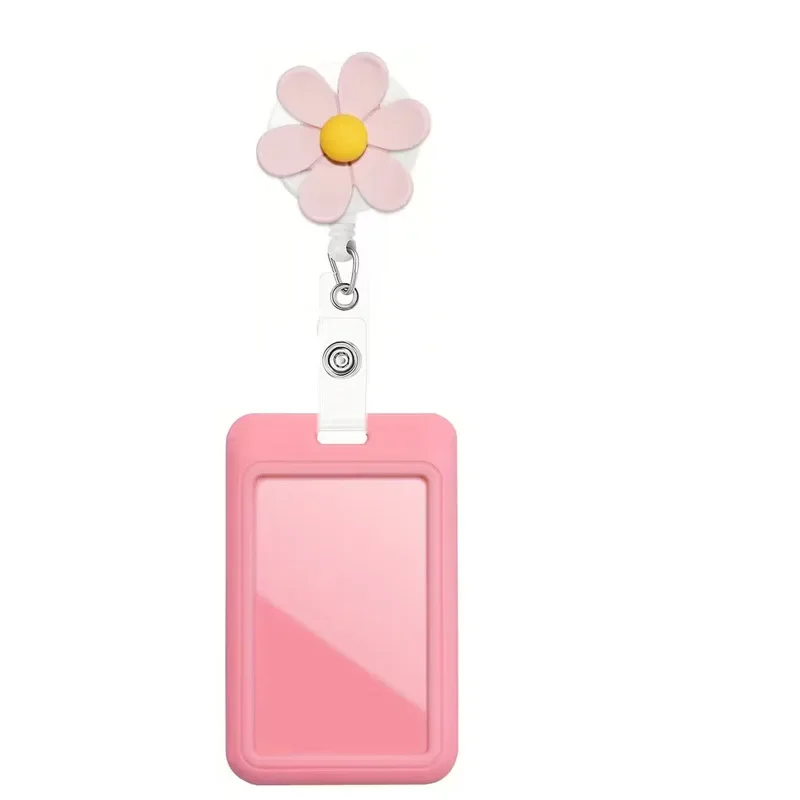 

Cute Badge Holder Retractable Badge Clip Colorful Flower Badge Reel with ID Card Holder for Nurse Office Hospital Supplies