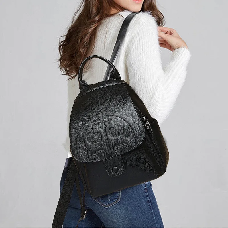 Ransel kulit sapi kualitas terbaik yang modis dan serbaguna, ransel untuk aktivitas sehari-hari bagi wanita, tas sekolah kasual berkapasitas besar