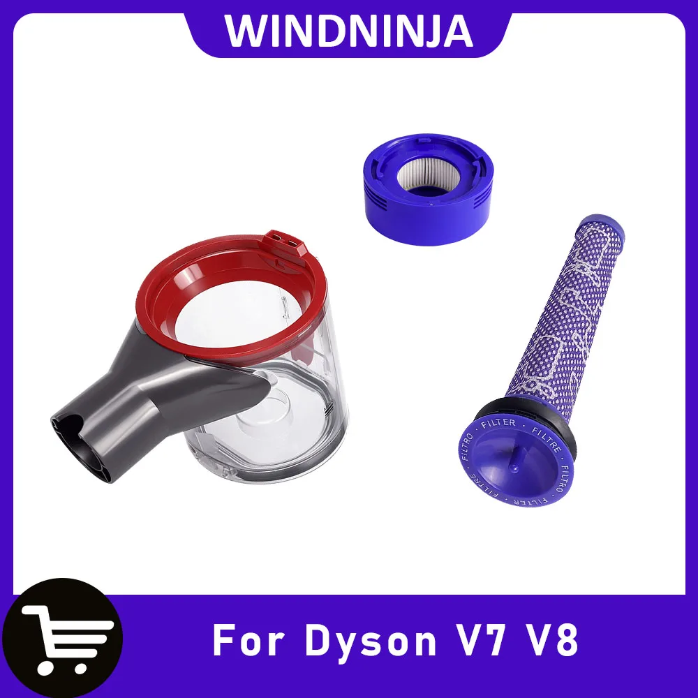 For Dyson V7 V8 Handheld Vacuum Cleaner Accessories Dust Cup Bucket Hepa Filter Dust Bin Spare Parts