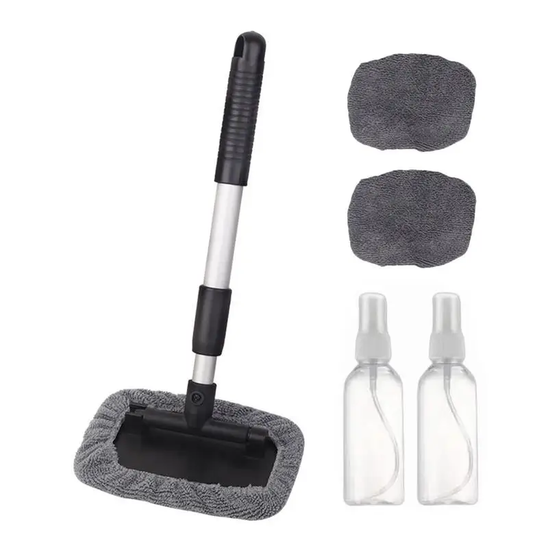 

Extendable Windshield Cleaning Tool Extendable Handle Wiper Microfiber Pads Spray Bottle Set Car Window Cleaning Supplies Wash