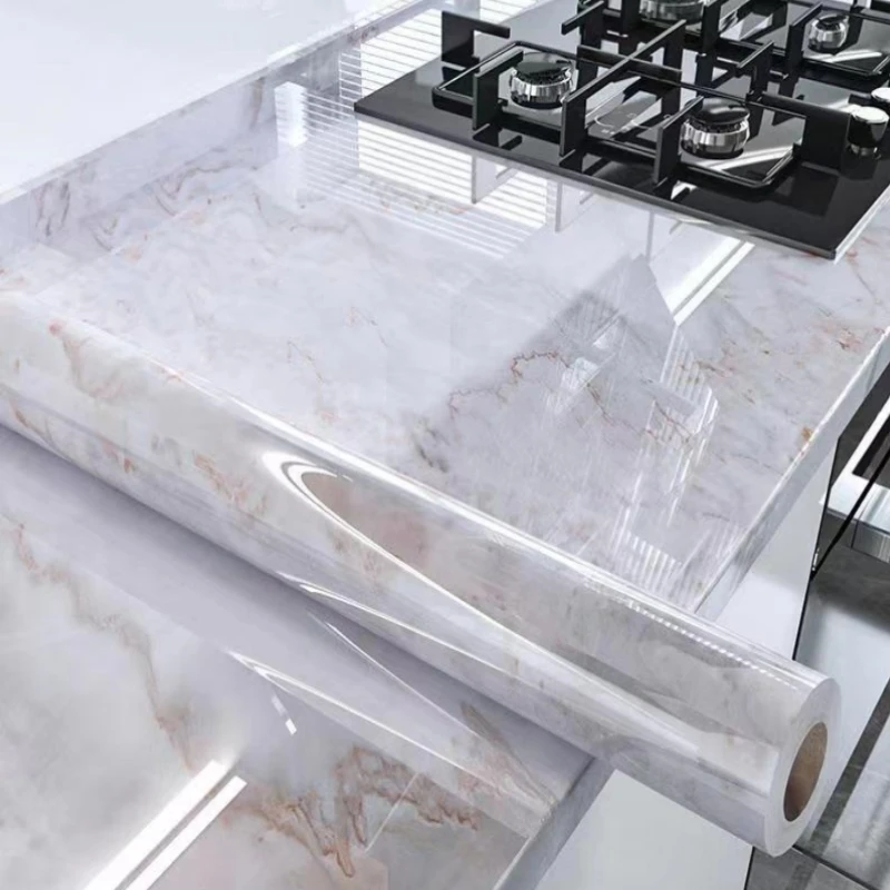 Self Adhesive Lmitation Marble Sticker Waterproof,Oilproof High Temperature Resistant Kitchen Furniture Refurbished Wallpaper