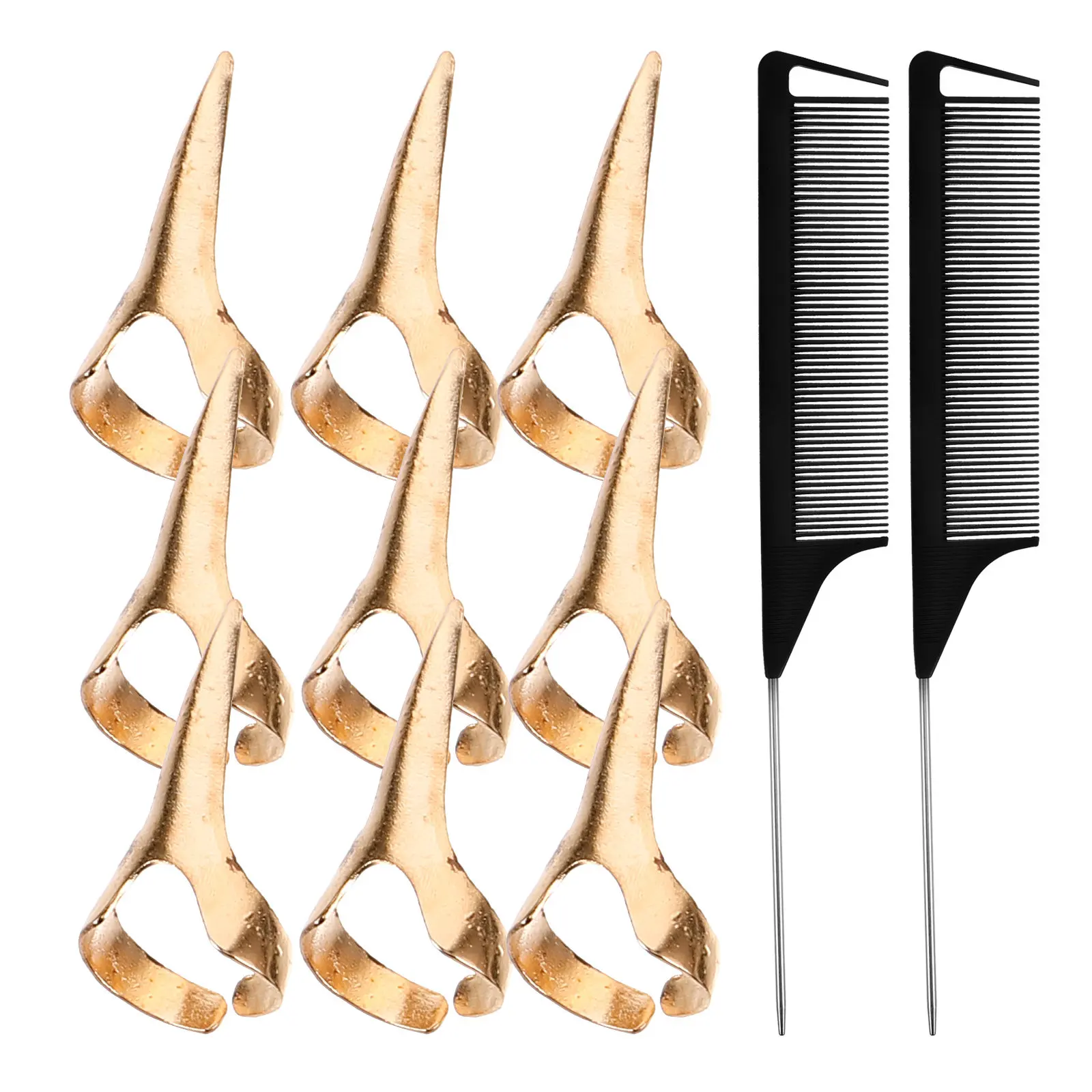 

1Set Tail Comb Set with Parting Rings High Hardness Hair Combs for Styling Salon Use Lightweight Scalp Friendly Teasing Comb