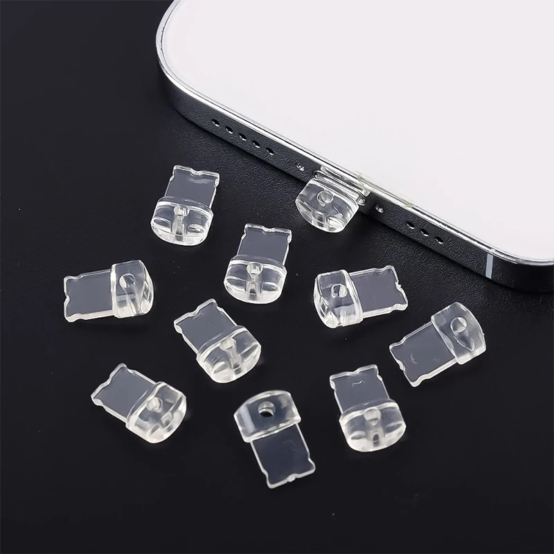 5PCS DIY Anti Dust Plug Transparent Charge Port Dust Plug Stopper Protection Cap Mobile Phone Pendant