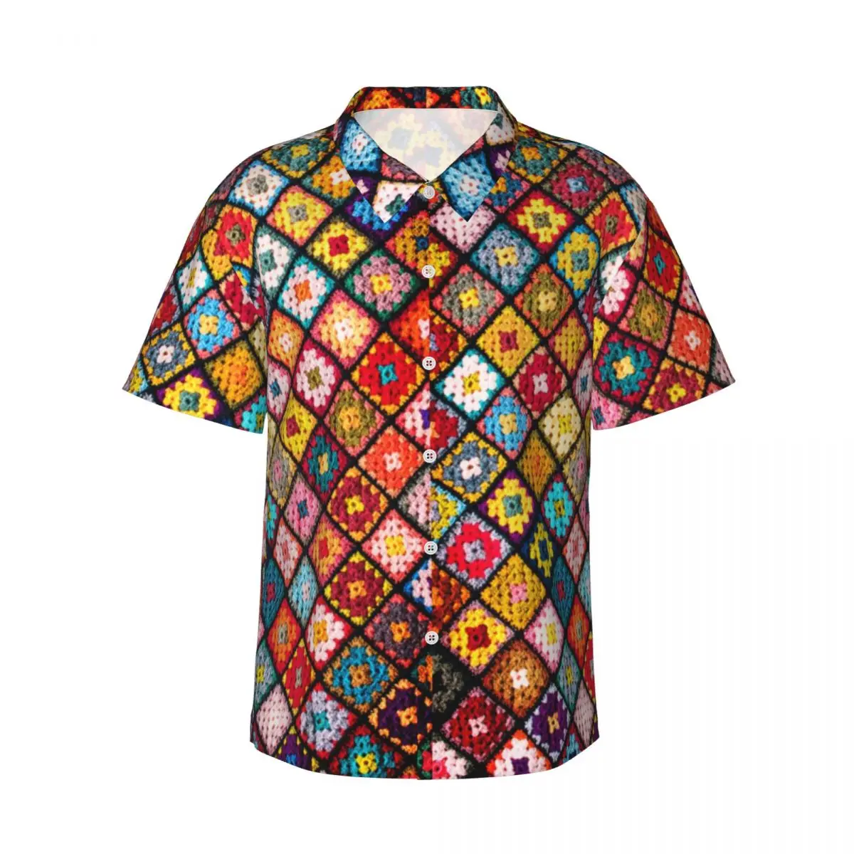 Hawaii Shirt Vacation Vintage Patchwork Blouses Boho Hippie Print Classic Casual Shirts Male Short Sleeve Harajuku Top