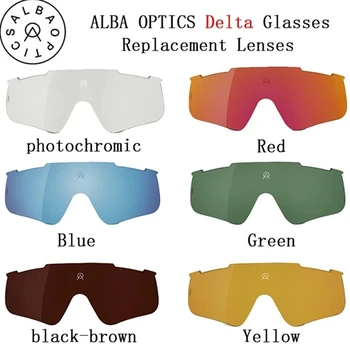 ALBA OPTICS 델타 광변색 렌즈, 사이클링 선글라스용 편광 렌즈 교체, 블루 레드 색상