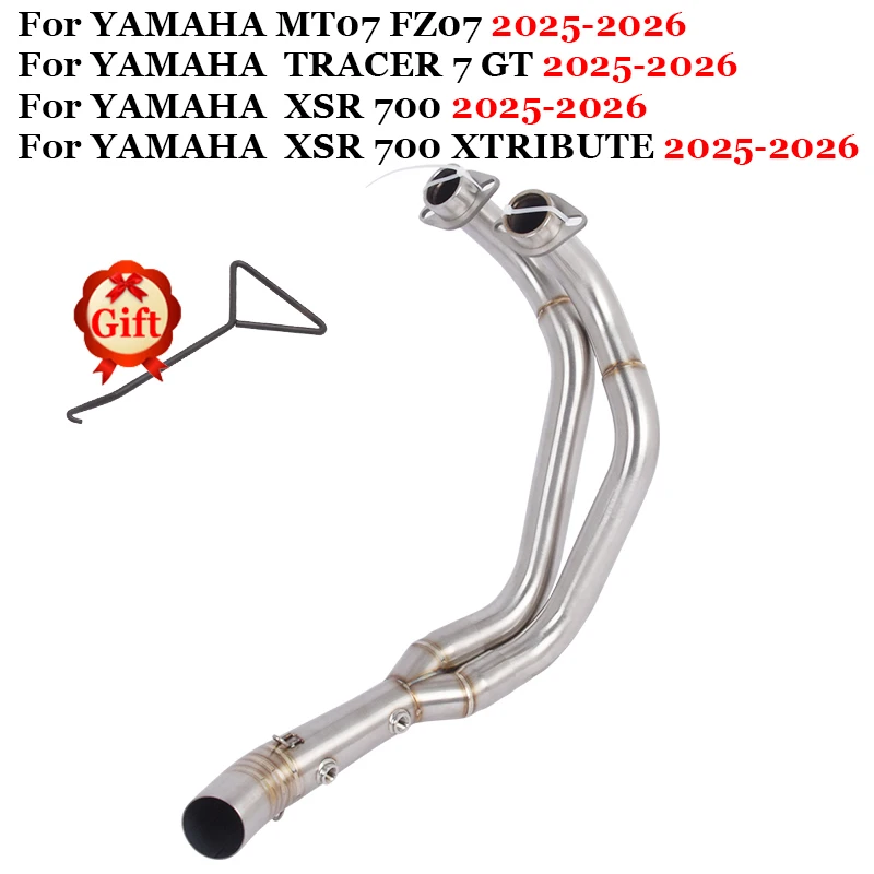 

For YAMAHA MT07 FZ07 TRACER 7 GT XSR700 XSR 700 XTRIBUTE 2025 2026 Slip On Motorcycle Exhaust Muffler 51mm Front Mid Link Pipe