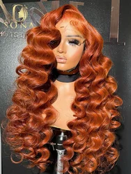  HD Transparent 13x6 Ginger Orange Body Wave Lace Front Wig 350 Orange Color 13X4 Lace Frontal Human Hair Wig Brazilian ForWome