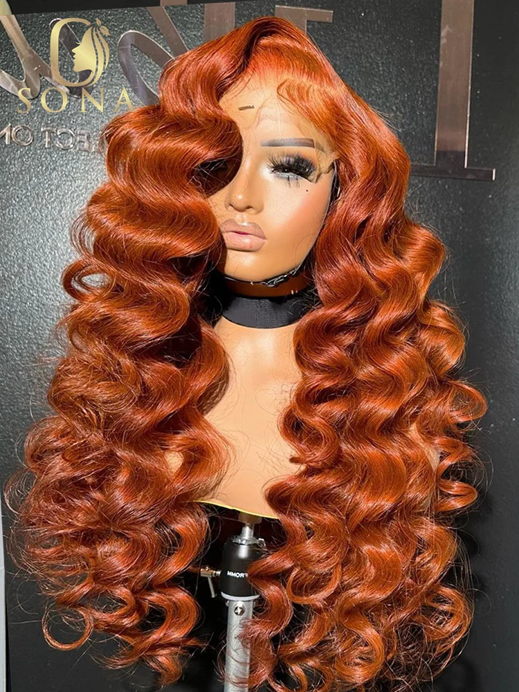 ﻿ HD Transparent 13x6 Ginger Orange Body Wave Lace Front Wig 350 Orange Color 13X4 Lace Frontal Human Hair Wig Brazilian ForWome