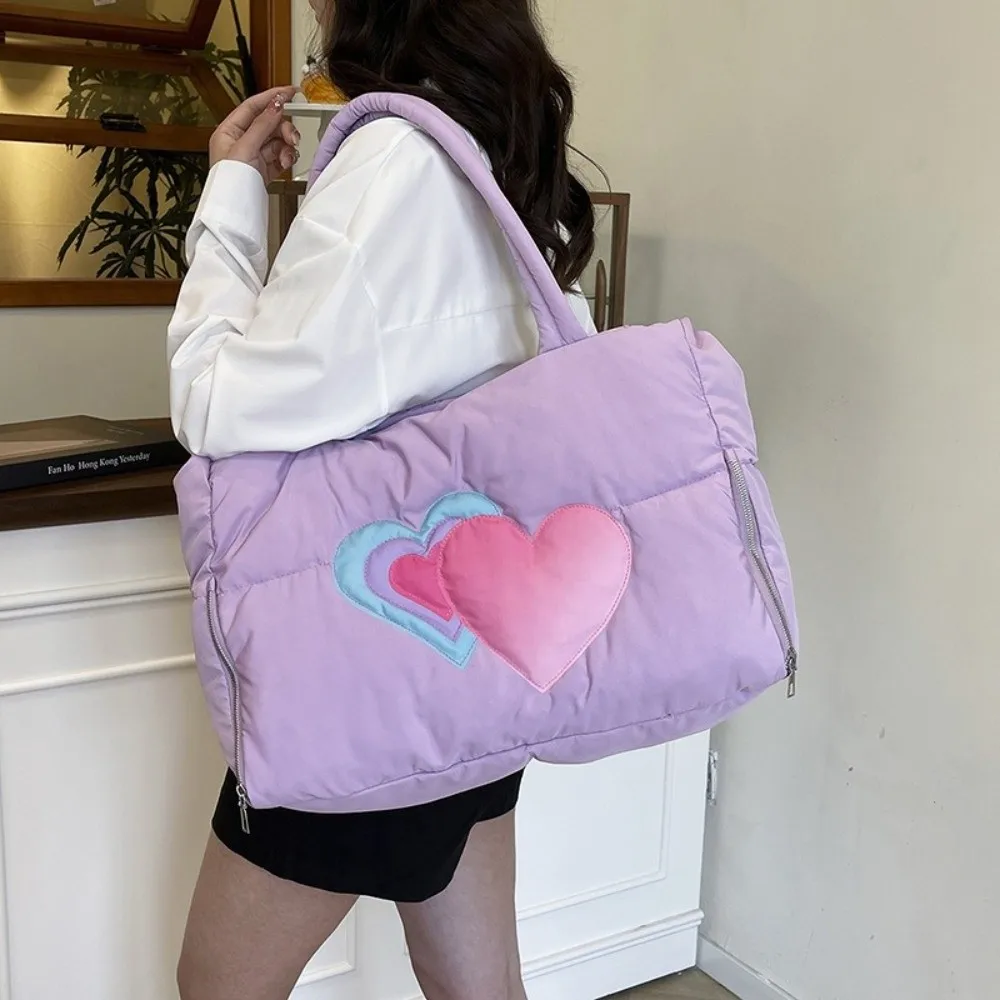 

Work Bag Exquisite Puffer Tote Bag Large Capacity Soft Padded Handbag Comfortable Shopping Bag School