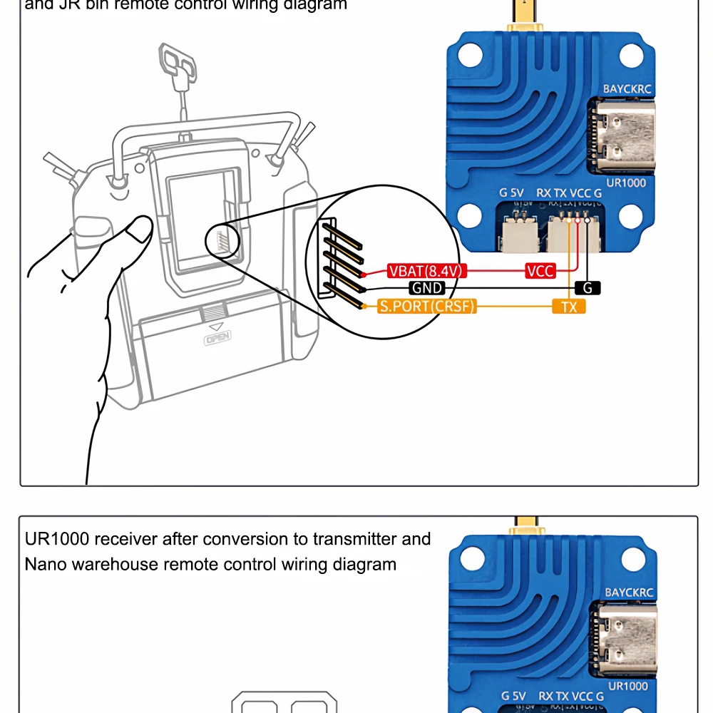 BAYCK UR100/UR500/UR1000 Dual-Band Ultra-Langstrecken-Empfänger 100-1000mW USB-Firmware-Upgrade für FPV-Drohnen – Detail 11