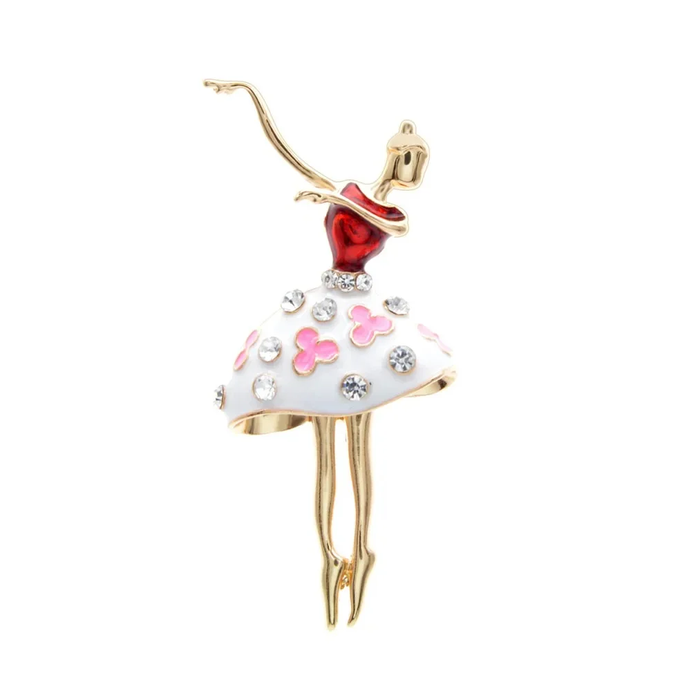 CINDY XIANG New Arrival Enamel Ballet Girl Brooches For Women Rhinestone Fashion Dacing Girl Pin Wedding Jewelry Gift