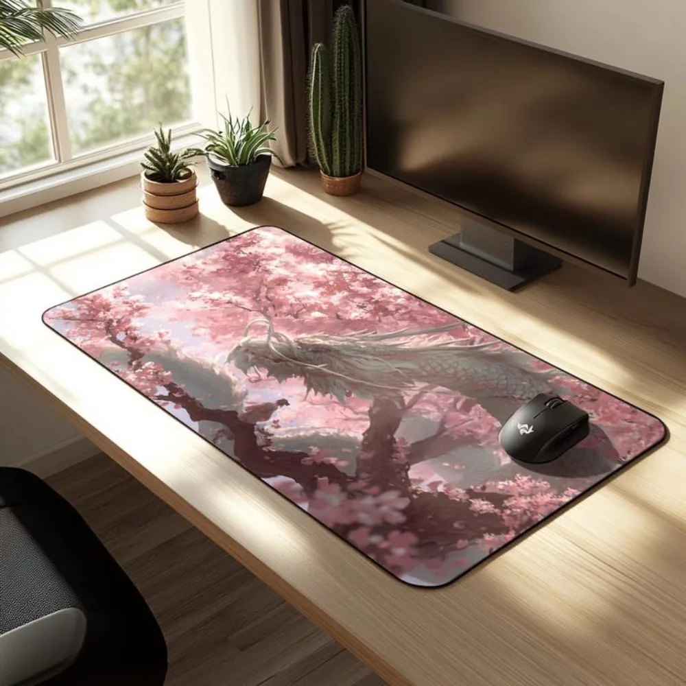 Japanese Dragon Cherry Blossom Desk Mat pc accessories desk organizers and trays alfombrillas para escritorio desk mat