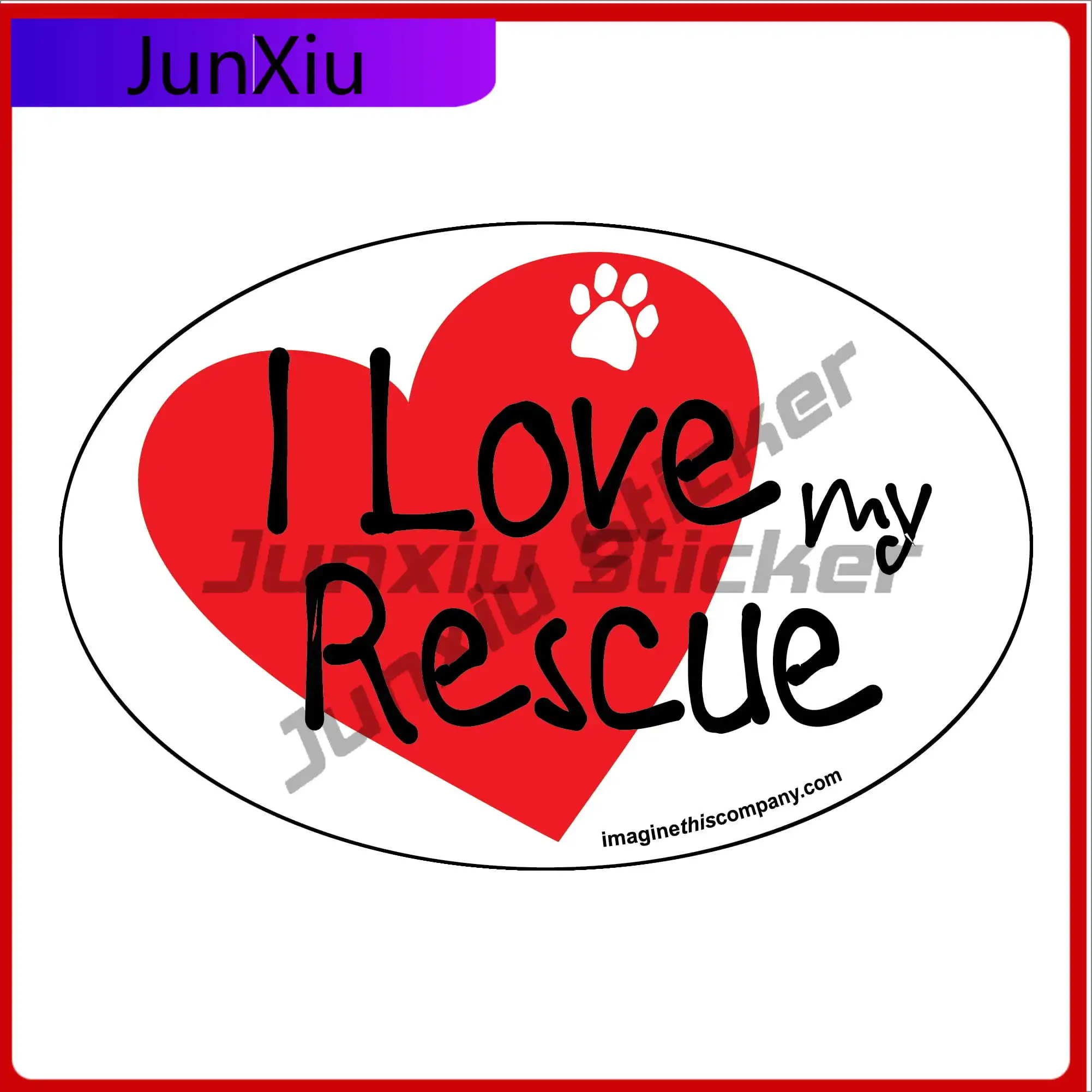 I Heart My Rescue Vintage Car Laptop Walls Bumper Waterproof Boat Decal Decoration Funny Vintage Cute Cool Aesthetic Trendy