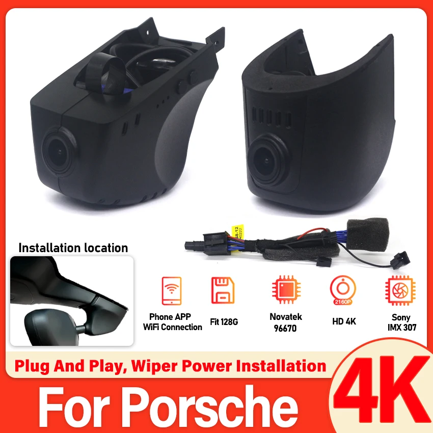 Dash Cam Car Camera for Porsche Cayenne Panamera Macan Taycan Cayman 911 Turbo 718 Boxster,HD 4K Wireless Wifi DVR Cam Dashcam