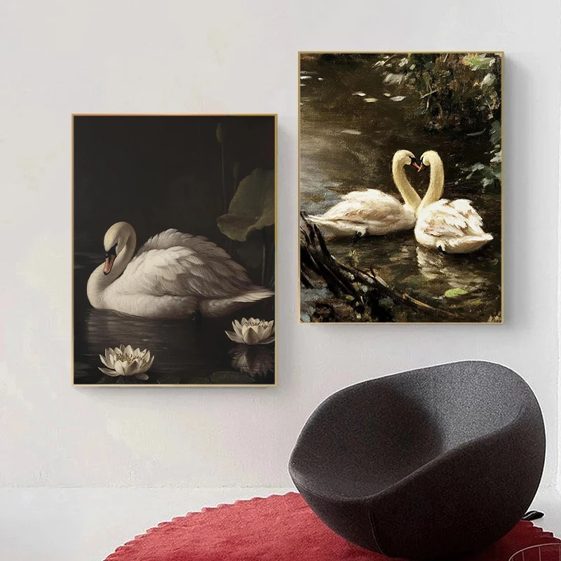 جماليات خمر أنيقة سوان ملصق فني قماش اللوحة النفط اللوحة يطبع مزرعة غرفة المعيشة غرفة نوم ديكور جدران المنزل