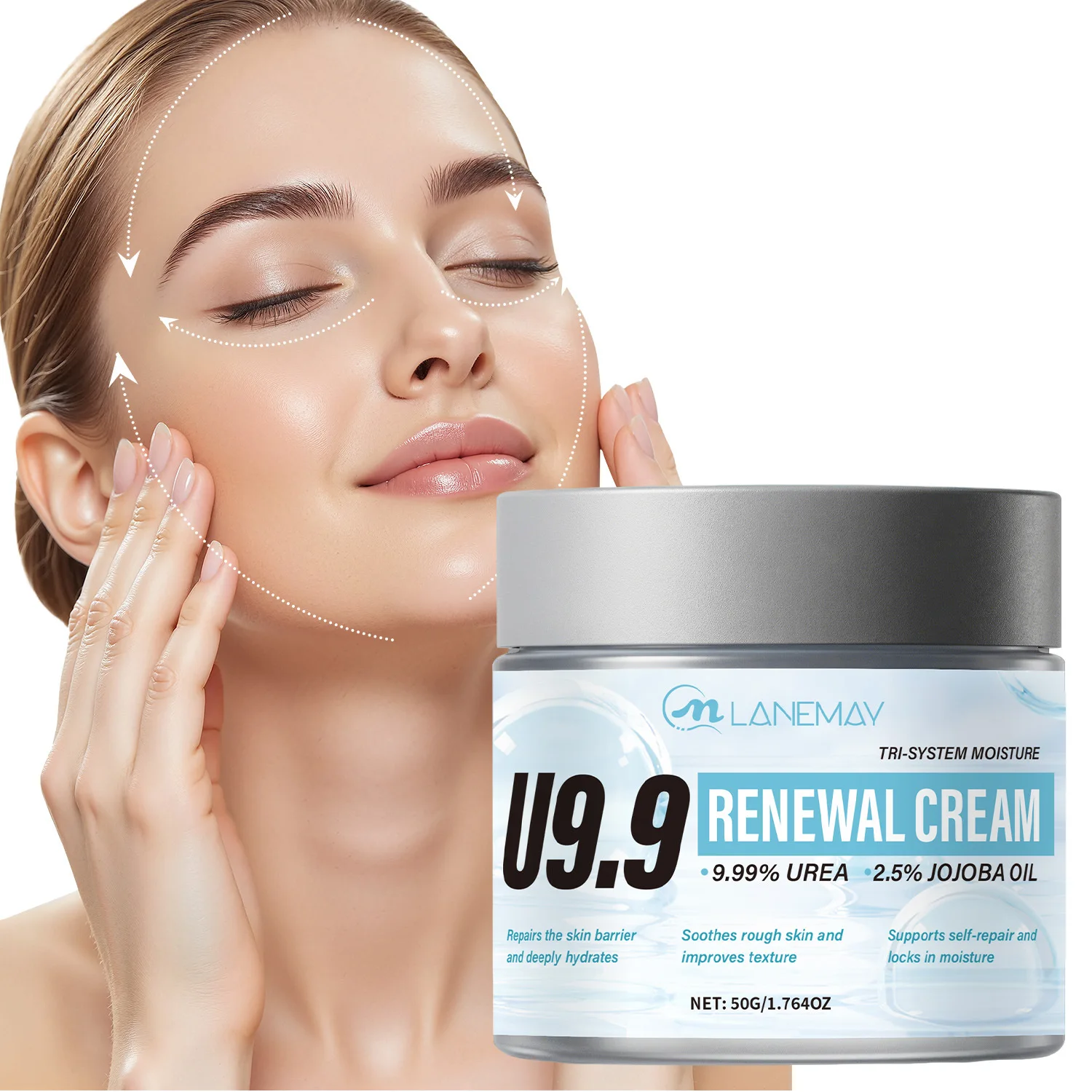 U9.9 Renewal Cream 50g - with 9.99% Urea & 2.5% Jojoba Oil - Tri-System Moisture for Skin Barrier Repair, Deep Hydration.