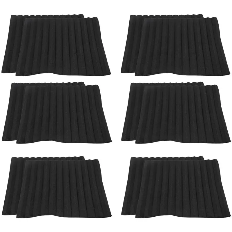ABUL-12 Pcs Black Acoustic Panels Soundproofing Foam Acoustic Tiles Studio Foam Sound Wedges 2.5 X 30 X 30Cm