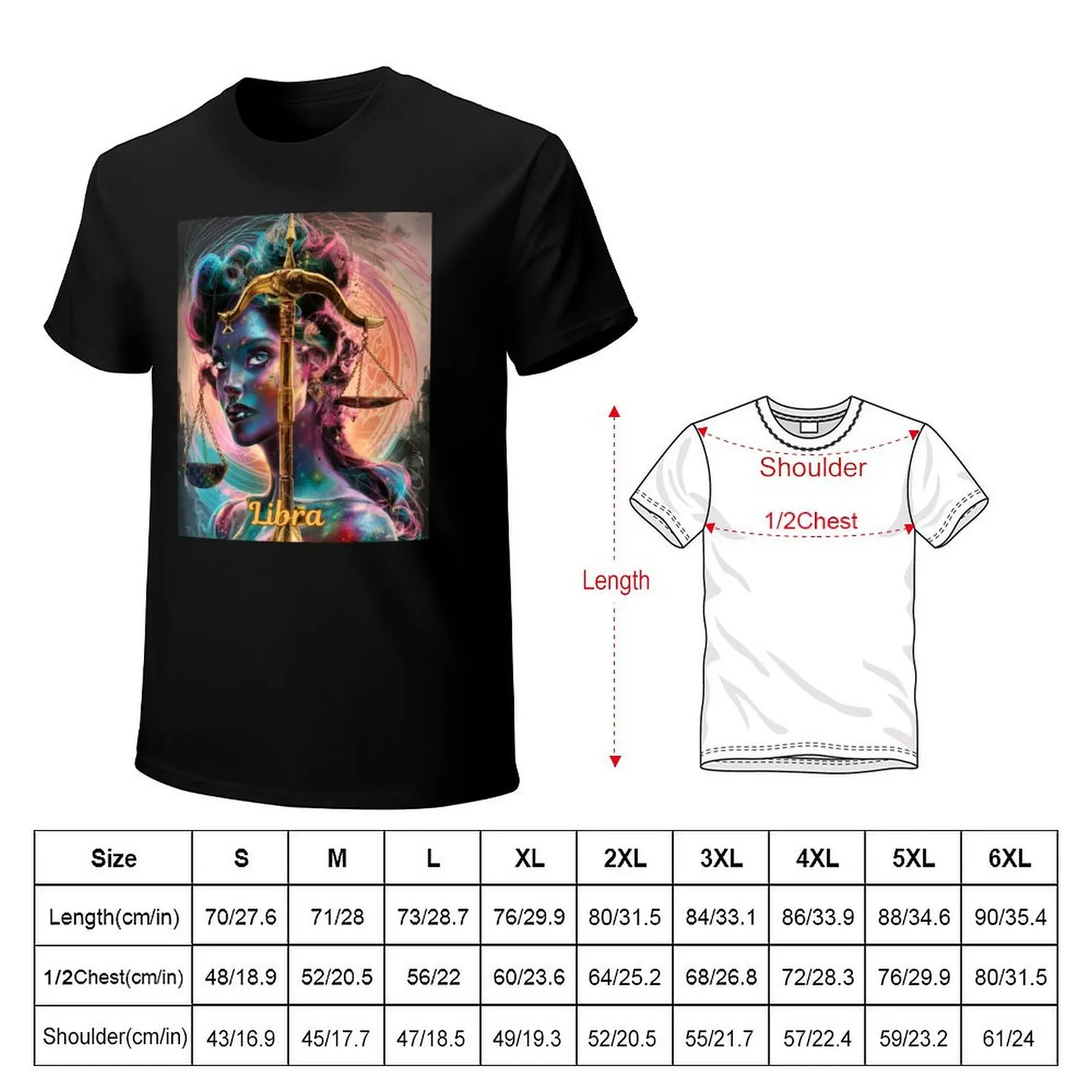 Libra Zodiac, whimsical lady, celestial woman T-Shirt UV Protection Outdoor Tee Shirt