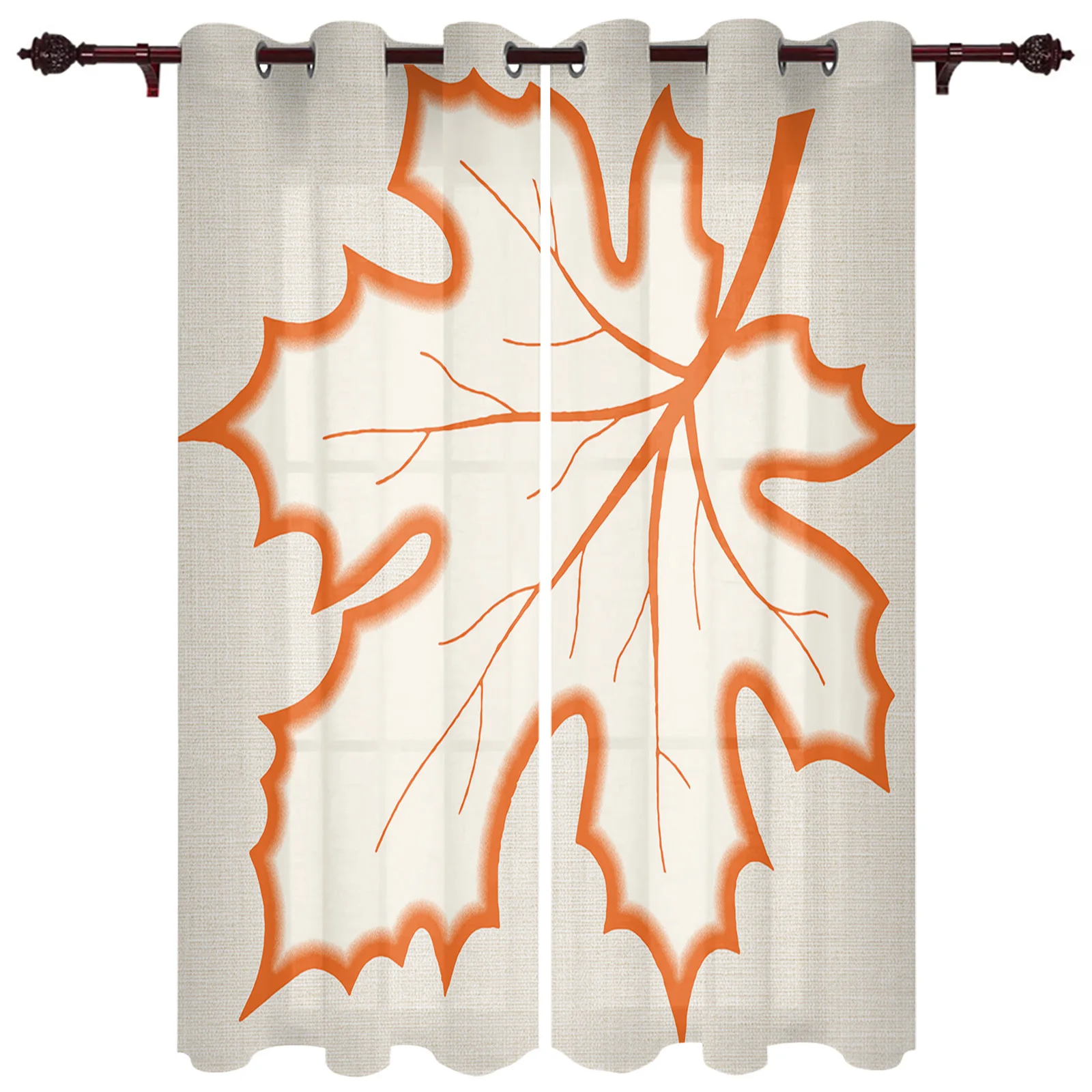 Thanksgiving Autumn Maple Leaf Window Curtains for Living Room Luxury Bedroom Curtains Coffee Kitchen Decor Drapes