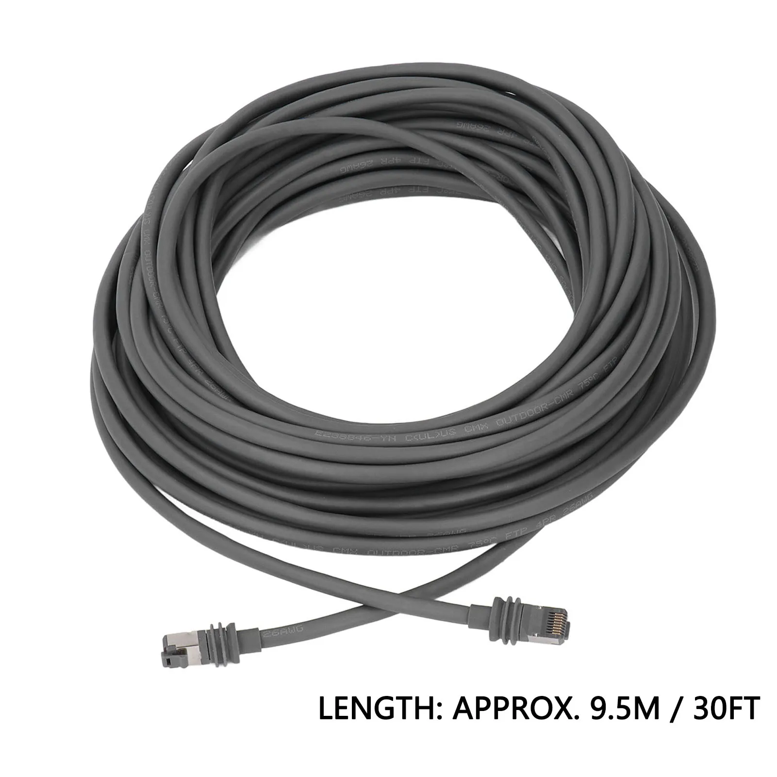 Rectangular Satellite Cable PVC Jacket Gold Plated RJ45 Connector Flexible Satellite Cable 30ft with Fastening Clip for Outdoor