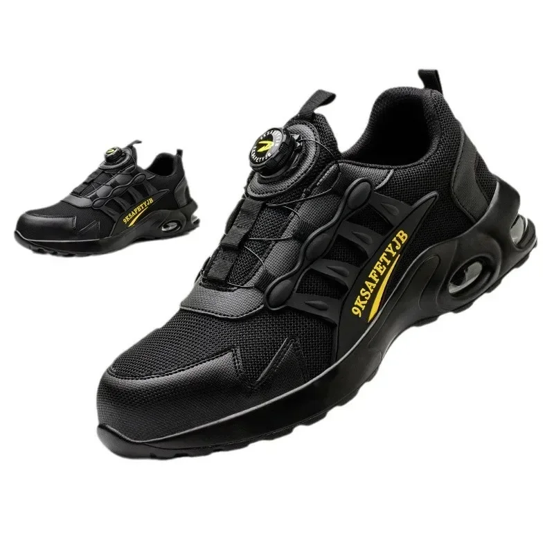 الرجال الدورية زر أحذية أمان الصلب تو العمل أحذية رياضية أحذية غير قابلة للتدمير ثقب واقية أحذية عمل وسادة هوائية حذاء رجالي #6