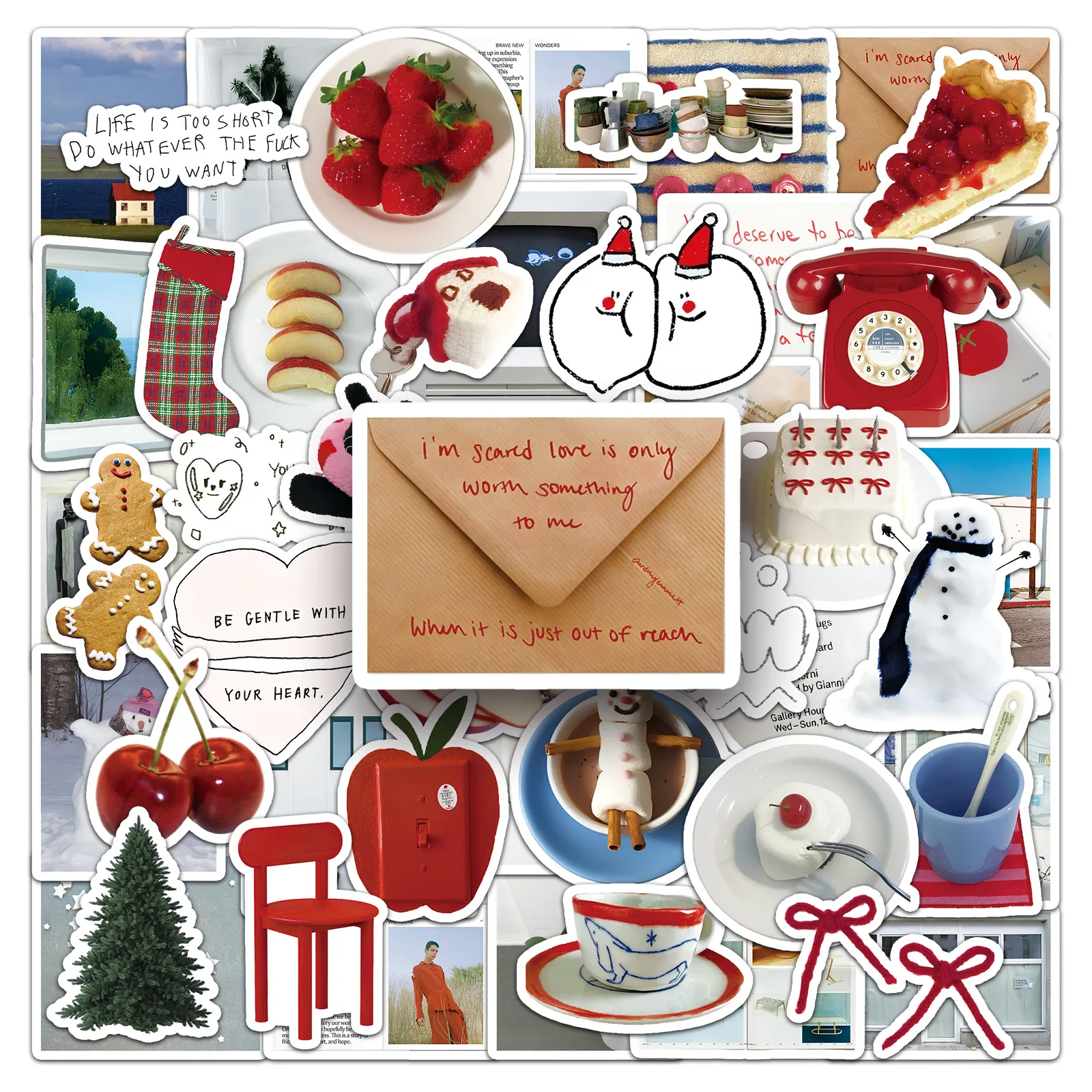 

50Pcs Creamy Korean INS Style Stickers - Aesthetic Pastel Decor for Notebook/Guka - Waterproof & DIY Friendly Decals