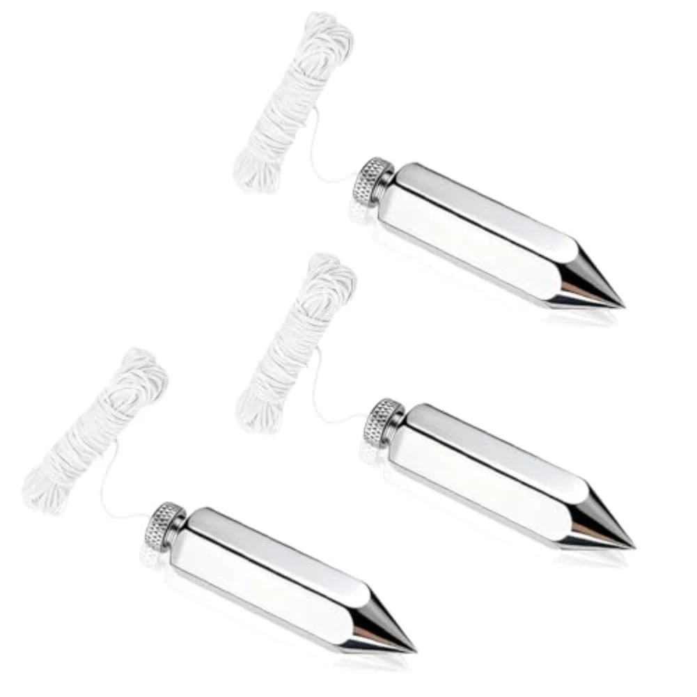 3PCS Hexagonal Plumb Bob Set 8oz Brass Steel With High Visibility String For Construction Carpentry Woodworking Measuring Tool