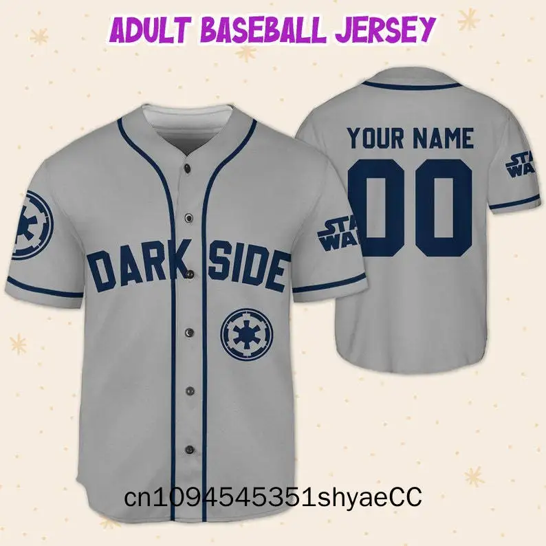 Personalize Disney Star Wars Dark Side Navy Grey, Custom Name Kid Adult Matching Baseball Jersey Gift for Star Wars Fans Basebal