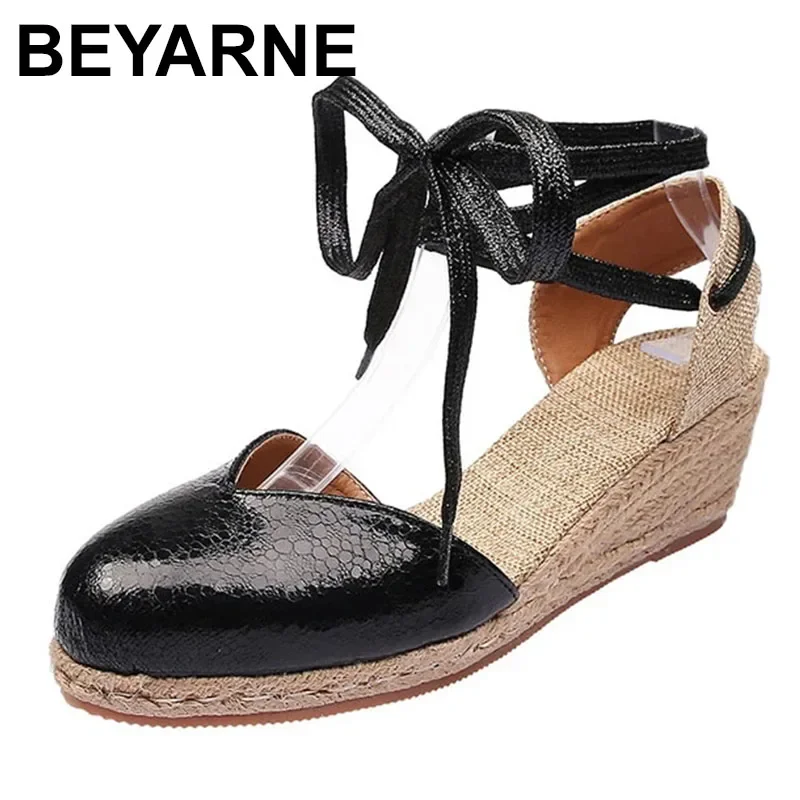 

Women Wedges Sandals Ankle Strap Woman Espadrilles Narrow Band Closed Toe Female Summer Shoes Ladies Platform Sandal New