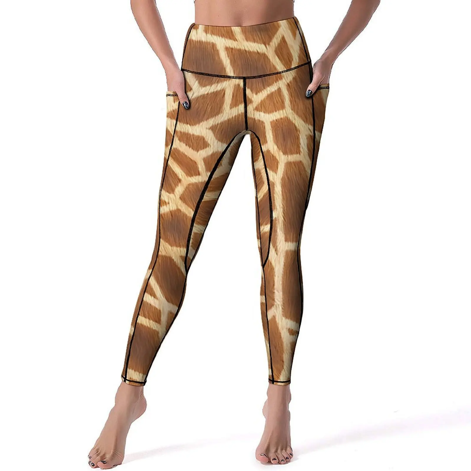 Giraffe Print Yoga Pants Sexy Brown Animal Custom Leggings Push Up Fitness Leggins Women Breathable Stretch Sports Tights