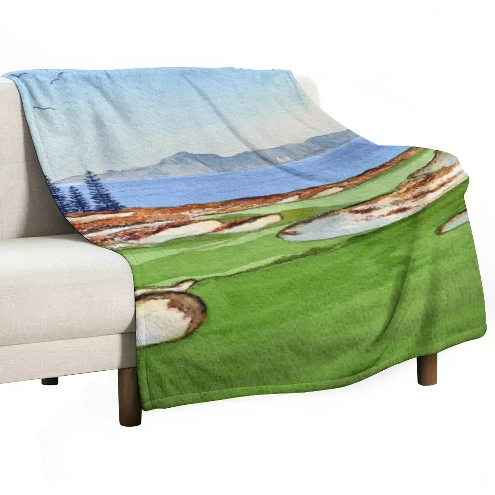 

Tara Iti Golf Course New Zealand 17th Hole Throw Blanket Durable Warm Blanket for Daily Home Use