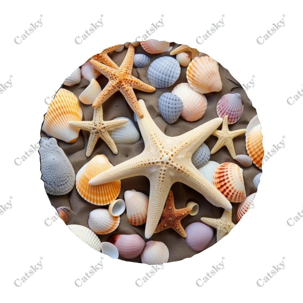 Scene With Seashells And Starfish Universal Auto Accessories Spare Tire Cover Wheel Covers for Trailer RV SUV Truck Camper