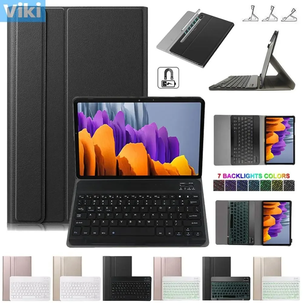 Capa magnética para teclado de tablet, para samsung galaxy tab a7 10.4 tamanhos 2020 t500 t505, luz sem fio, bluetooth, suporte para teclado