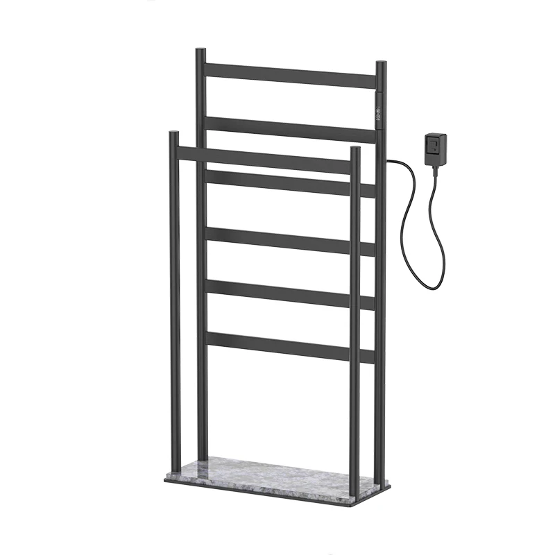 SUS 304 Gun Grey Hardwired Double Towel Rails Heated Towel Rack Freestanding Towel Warmer