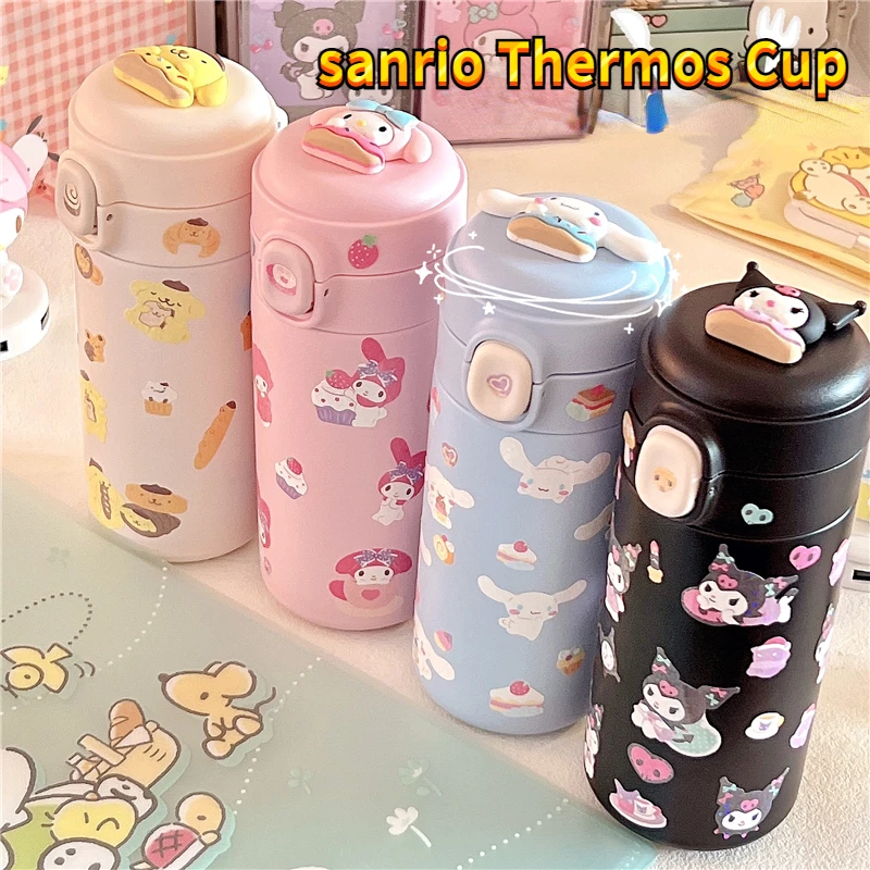 

Anime Sanrio Cinnamoroll Thermos Cup Kawaii Kuromi My Melody Pom Pom Purin Girl Water Bottle Stainless Steel Thermal Cup