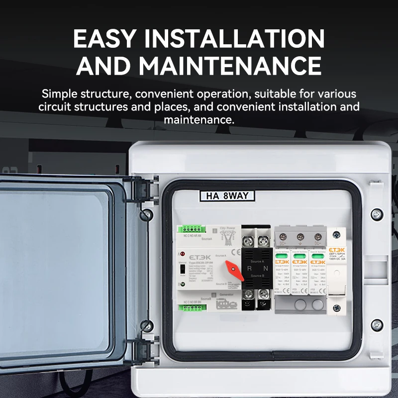 Imagem -06 - Etek-interruptor de Transferência Automática Dual Power 220v 2p 4p Din Rail Ats City Grid para Gerador Fonte de Alimentação e Inversor Ek2r