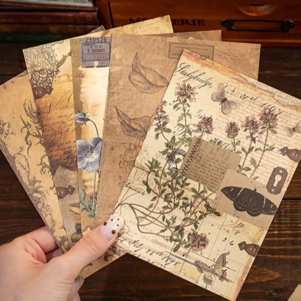 Paperback Vintage Hardcover Notebook Flower Butterfly Printed Foil Stamping Student Notepad Medieval Style 192 Sheets
