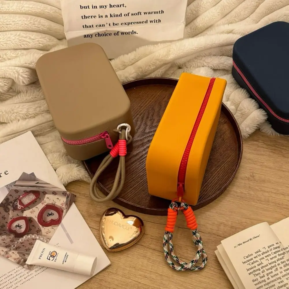 New Portable Silicone Storage Bag Waterproof Travel Zipper Pouch Desktop Storage Large Capacity Lipstick Bags