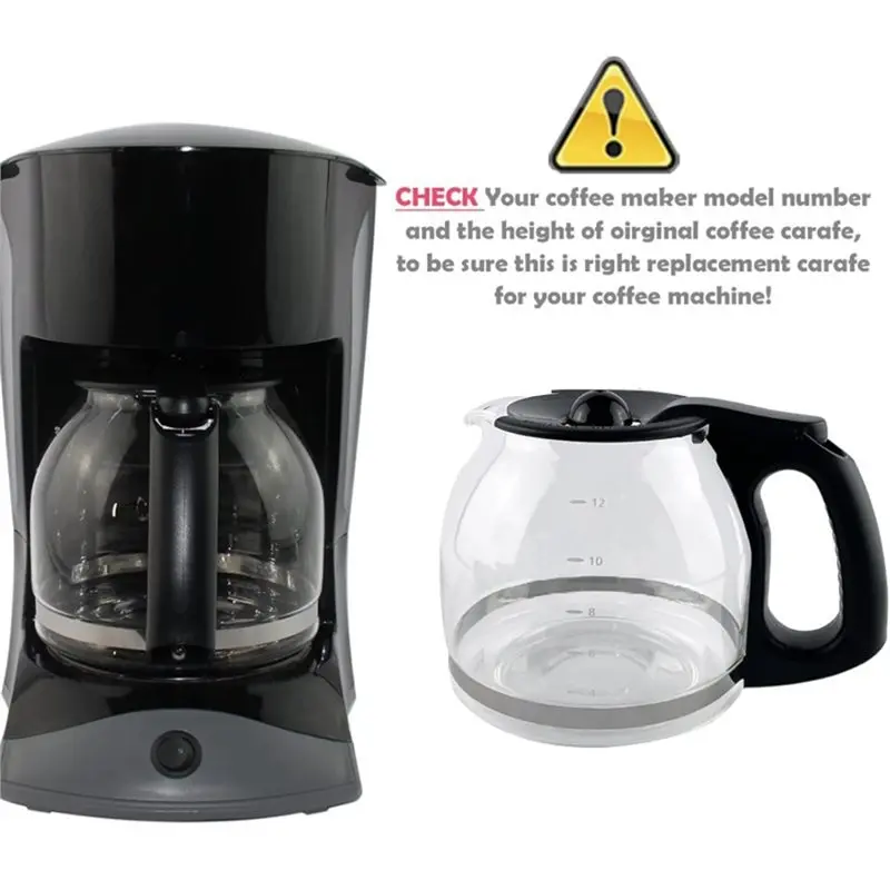 A02F-Replacement 12-Cup Coffee Carafe For Mr. Coffee, For Oster- Coffeemaker Parts PLD12 PLD12-RB Glass Pot