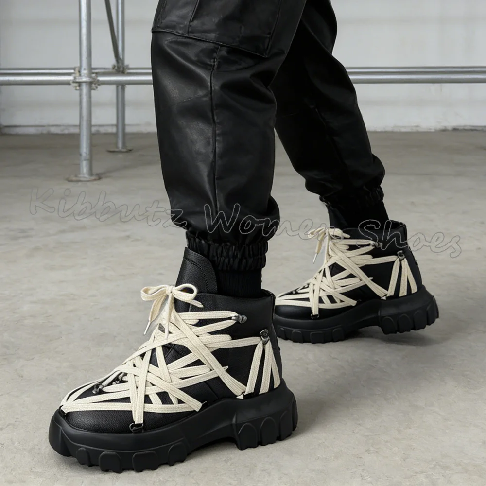 

Ботильоны с перекрестными ремешками, кожаные однотонные женские туфли в готическом стиле в стиле панк-рок с круглым носком на плоской подошве, модная новинка, лаконичная сексуальная новинка