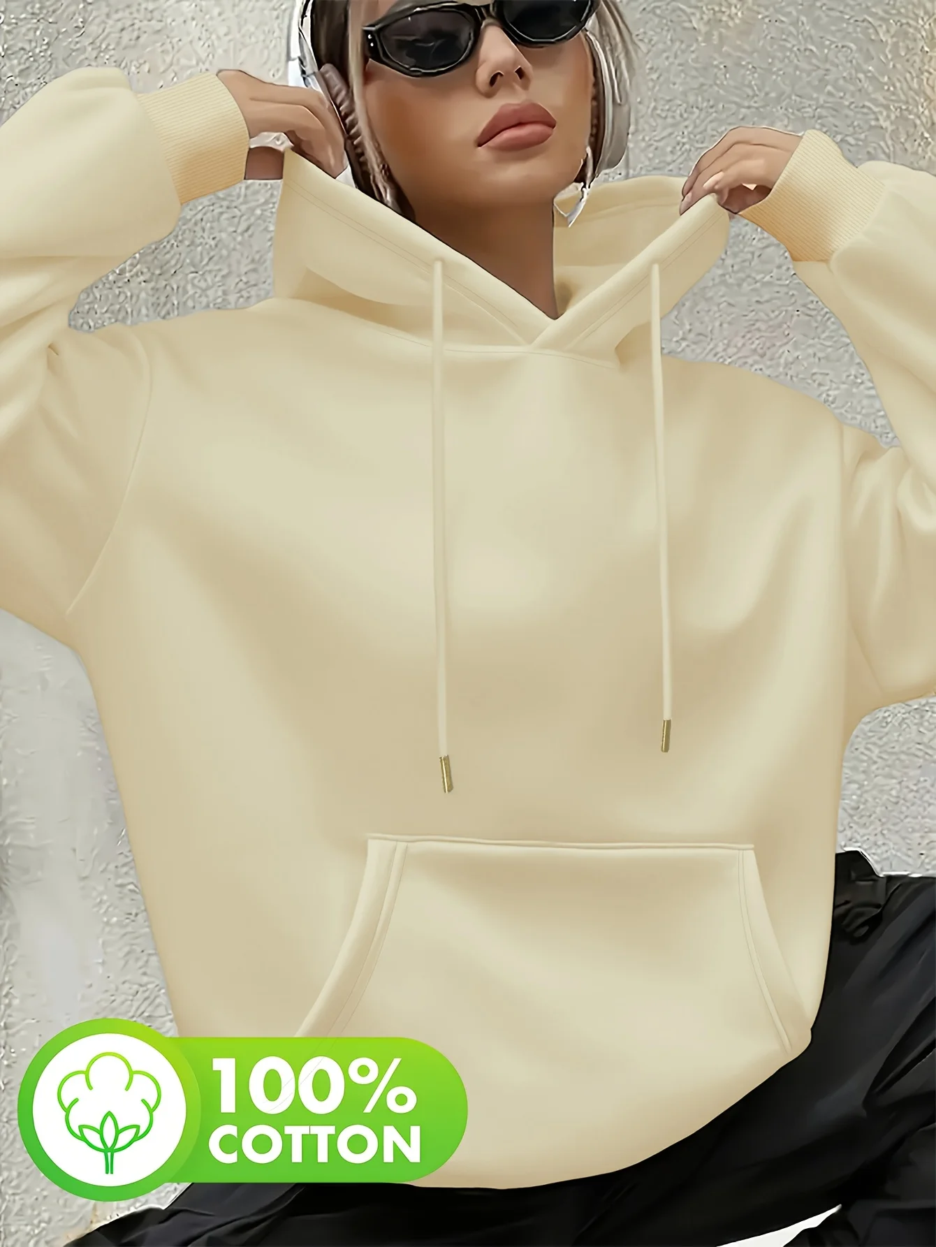 

Женская осенне-зимняя флисовая толстовка с капюшоном больших размеров, классическая однотонная универсальная стильная повседневная уличная толстовка большого размера