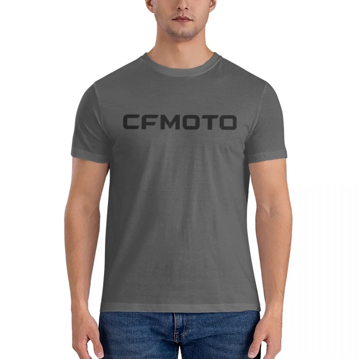 Muscular T-Shirts for Men CFMOTO Novelty 100% Cotton Tee Shirt Crew Neck Short Sleeve T Shirt Gift Idea Clothes