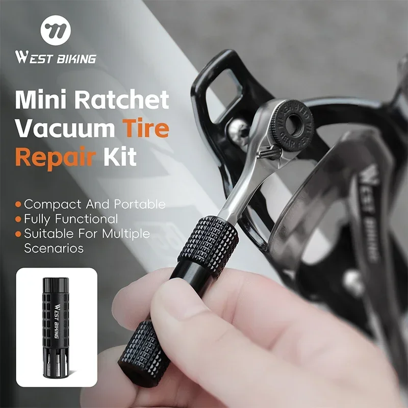 

WEST BIKING Portable Bicycle Ratchet Wrench Set Ratchet Bike Vacuum Tire Repair Kit Tubeless Tire Repair Tools Bike Accessories